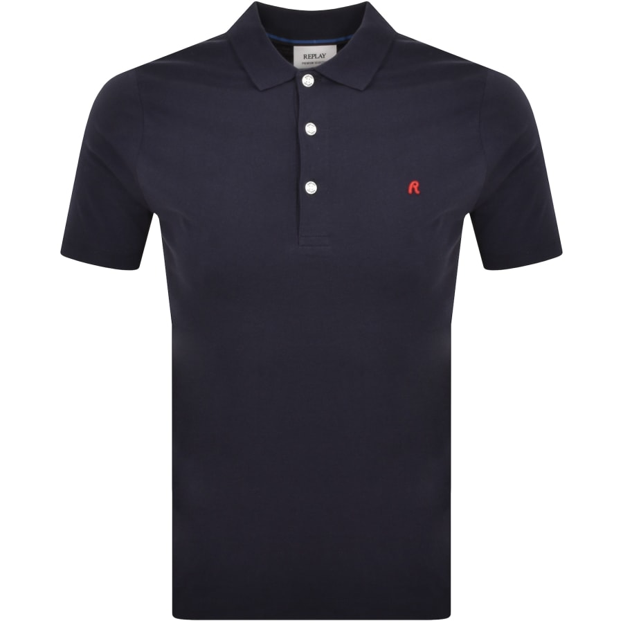 Replay Short Sleeved Polo T Shirt Navy Mainline Menswear Denmark